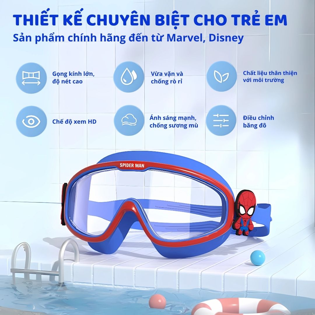 Kính Bơi Trẻ Em Chính Hãng Disney Marvel- Captain American 3+