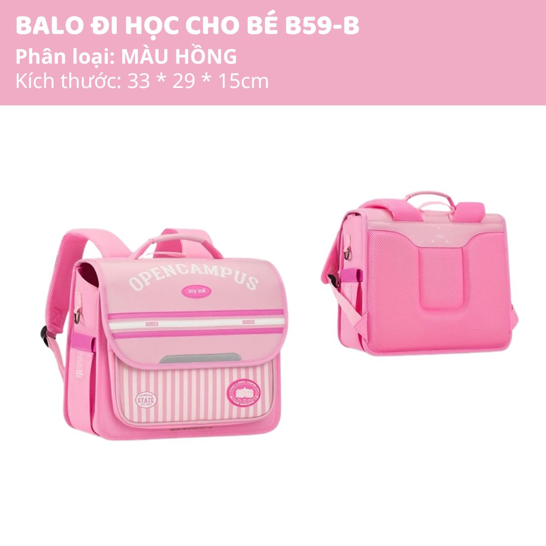 Balo Chống Gù Cho Bé Tiểu Học Zoyzoii Backpack B59-B Màu Hồng