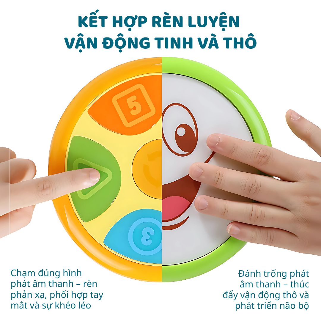 Trống Phát Nhạc Hai Mặt Goodway Drum- Màu Vàng 1+