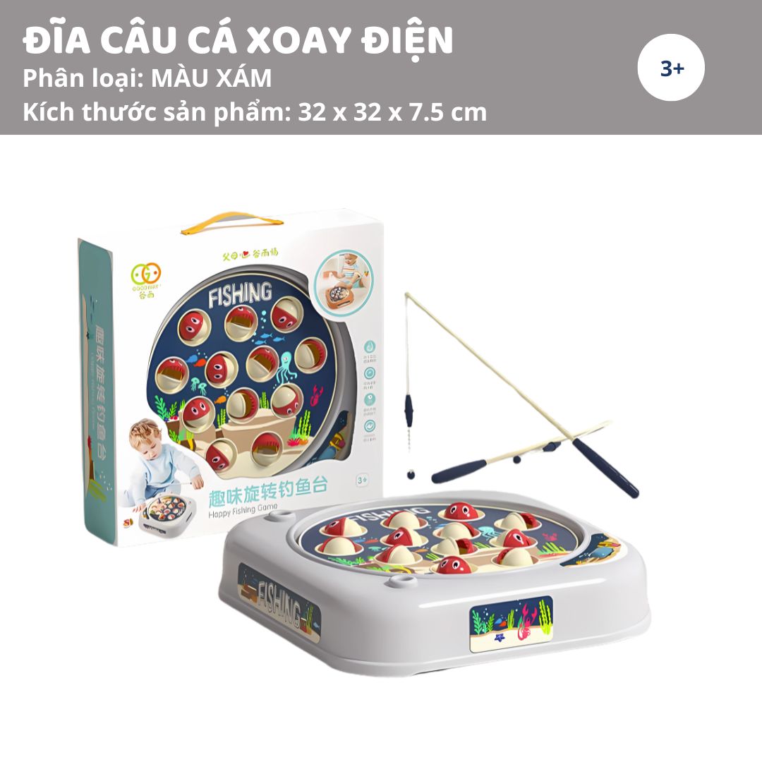 Đồ Chơi Câu Cá Mini Phát Nhạc Goodway Happy Fishing Game- Màu Xám 3+