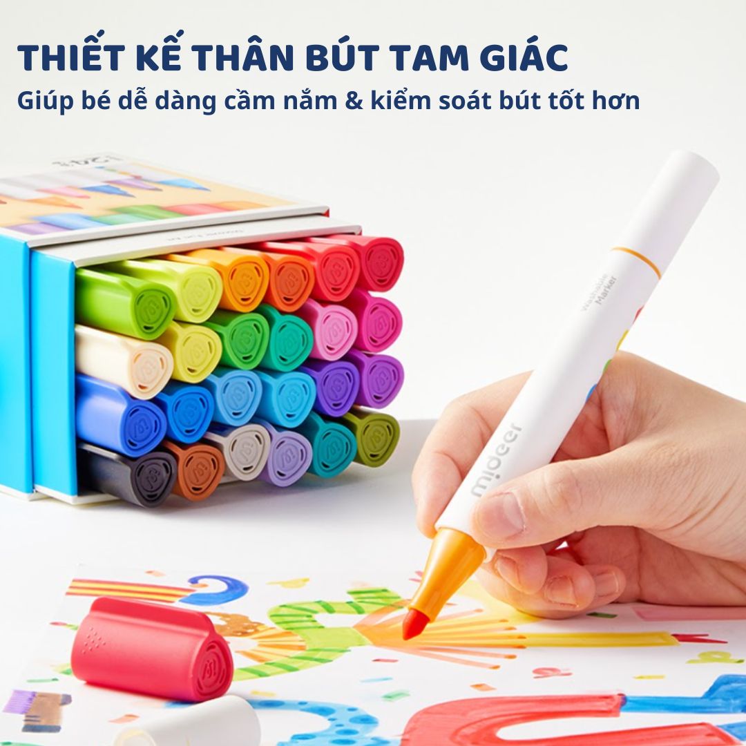 Bút Màu Nước 2 Đầu Cho Bé Mideer Washable Marker- 12 Màu