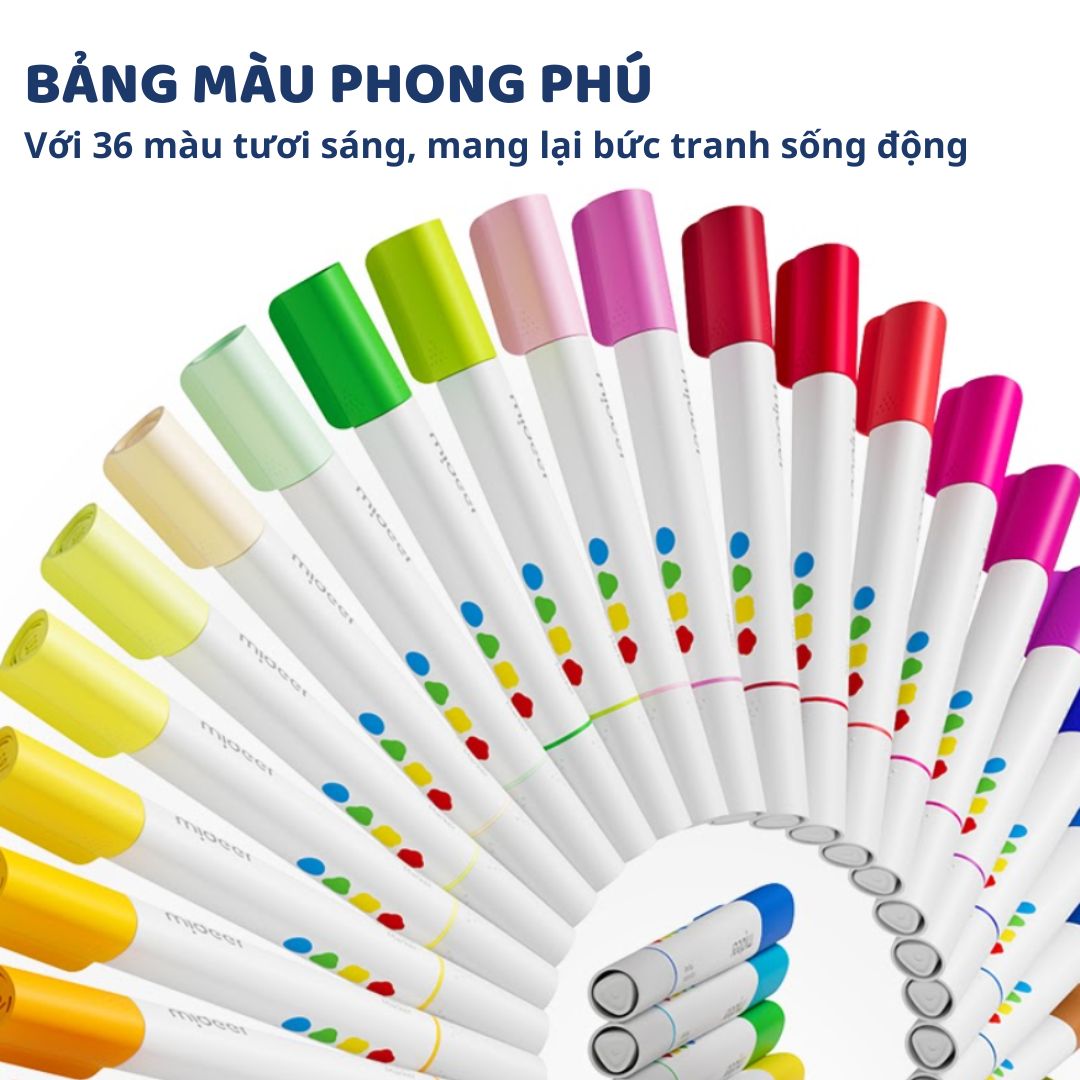 Bút Màu Nước 2 Đầu Cho Bé Mideer Washable Marker- 36 Màu