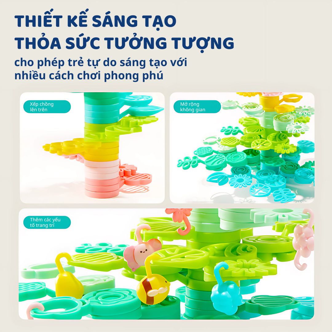 Dồ Chơi Xếp Hình Cân Bằng Khối Hoa Lá Mideer Stackable Blocks - Wisdom Tree 3+