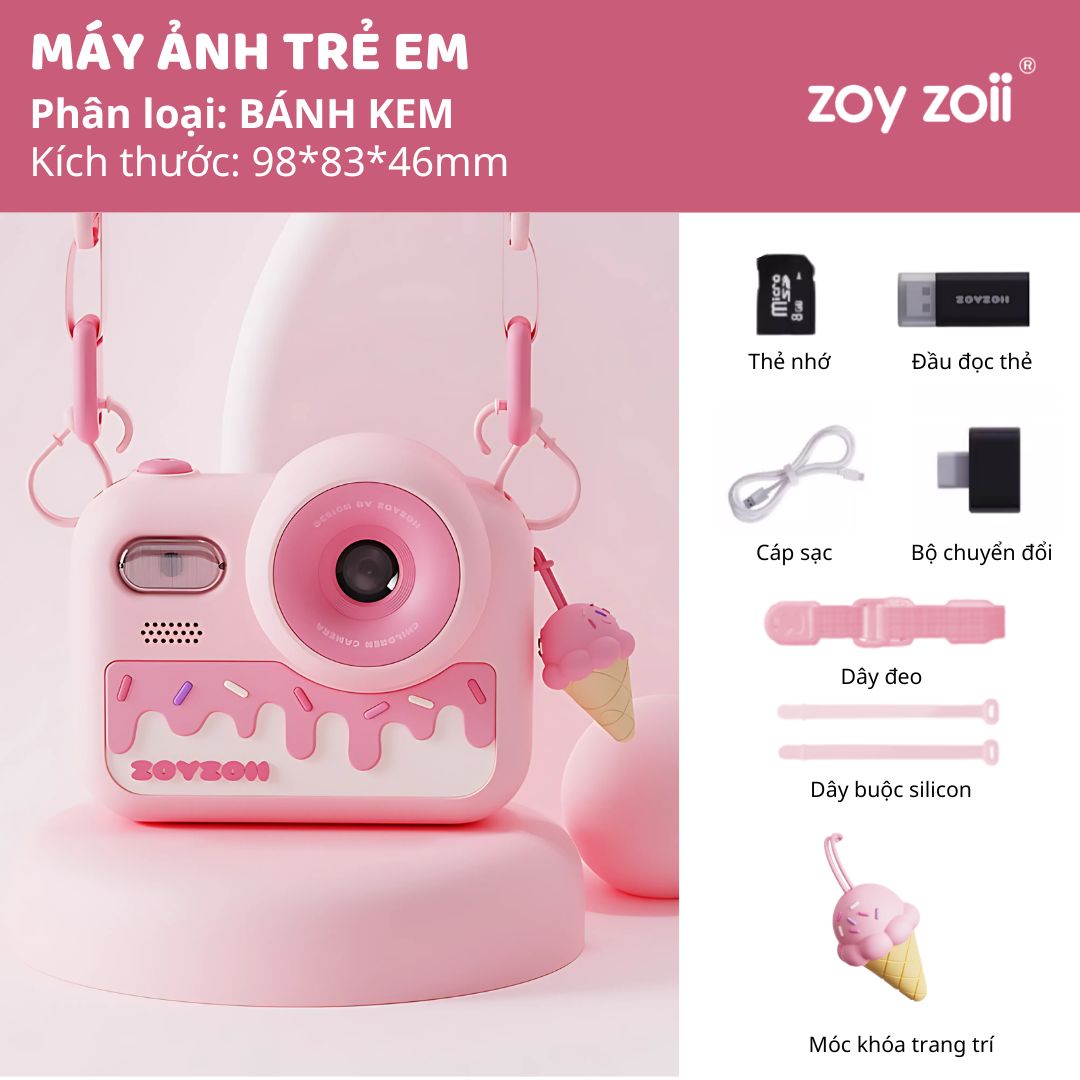 Máy Ảnh Cho Bé Zoyzoii Kids Camera E28- Bánh Kem