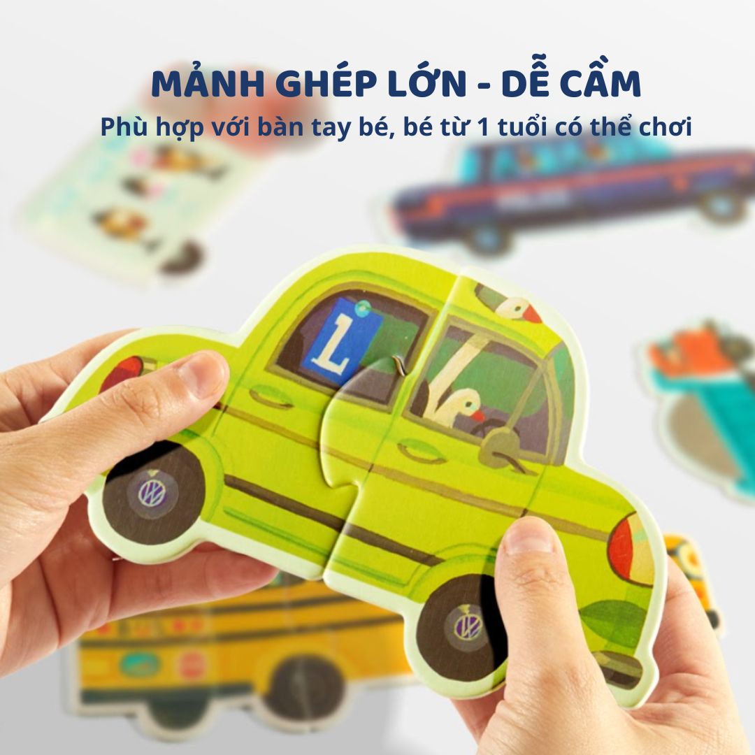 Đồ Chơi Ghép Hình Cho Bé Mideer My First Puzzle- Construction Vehicles 2+