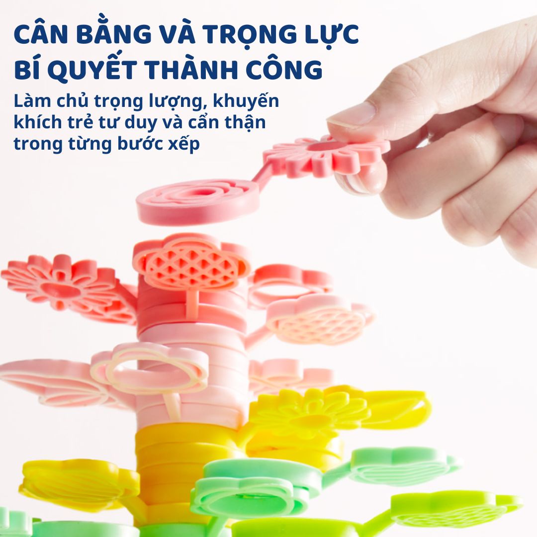 Dồ Chơi Xếp Hình Cân Bằng Khối Hoa Lá Mideer Stackable Blocks - Wisdom Tree 3+
