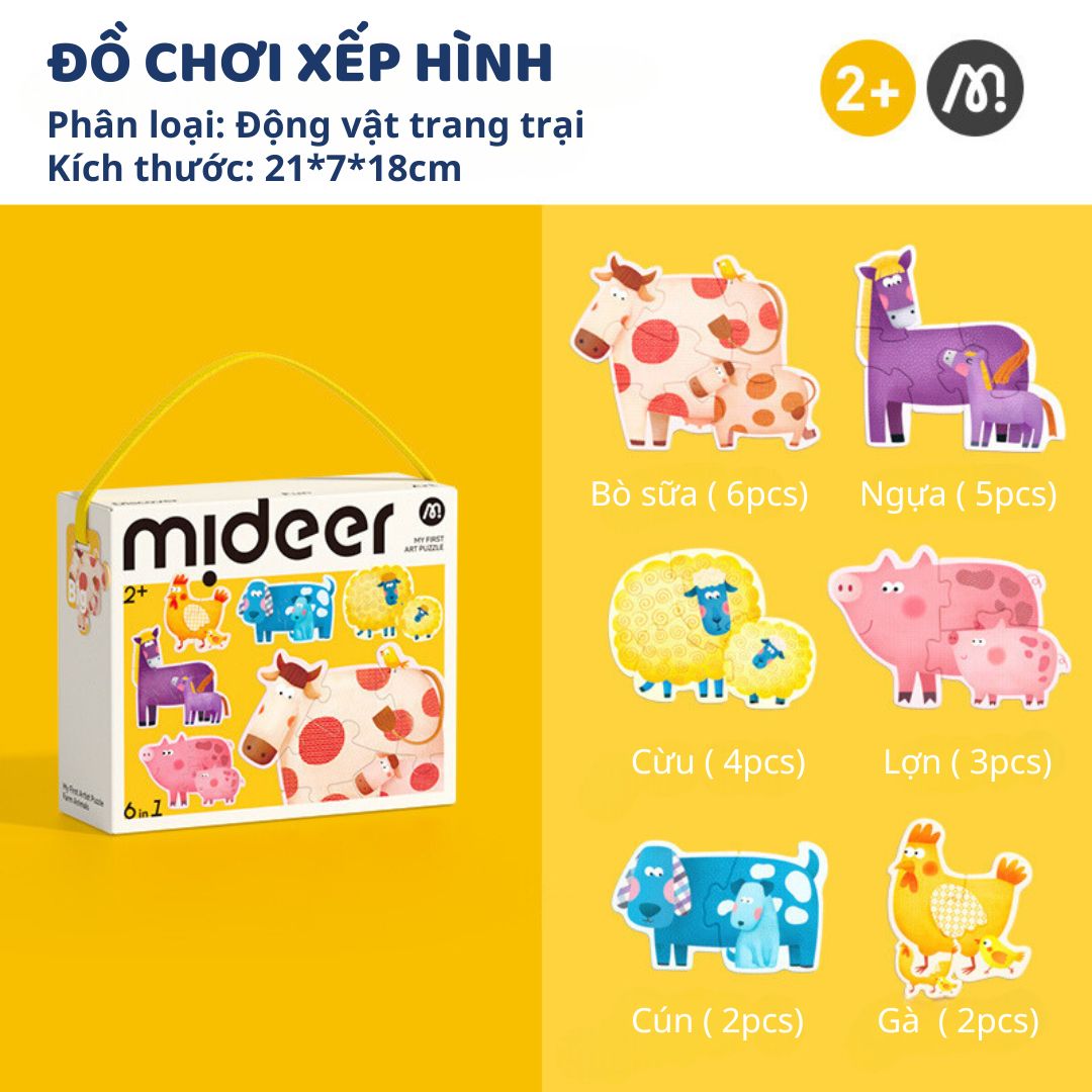 Đồ Chơi Ghép Hình Cho Bé Mideer My First Puzzle- Farm Animals 2+