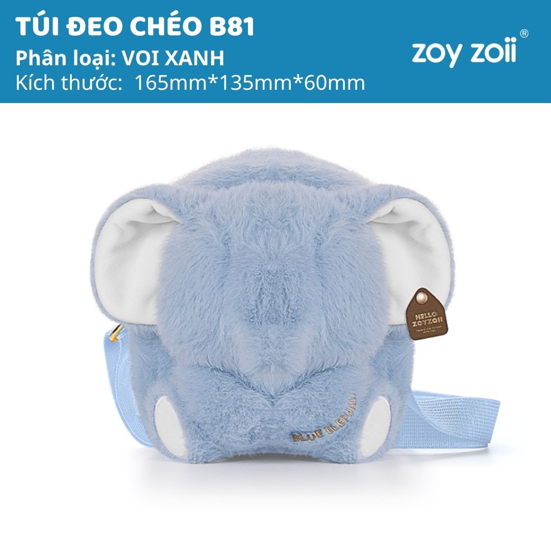 Túi Đeo Chéo Cho Bé Zoyzoii Kids Crossbody Bag B81- Voi Xanh