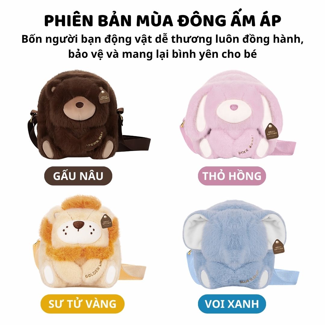 Túi Đeo Chéo Cho Bé Zoyzoii Kids Crossbody Bag B81- Thỏ Hồng