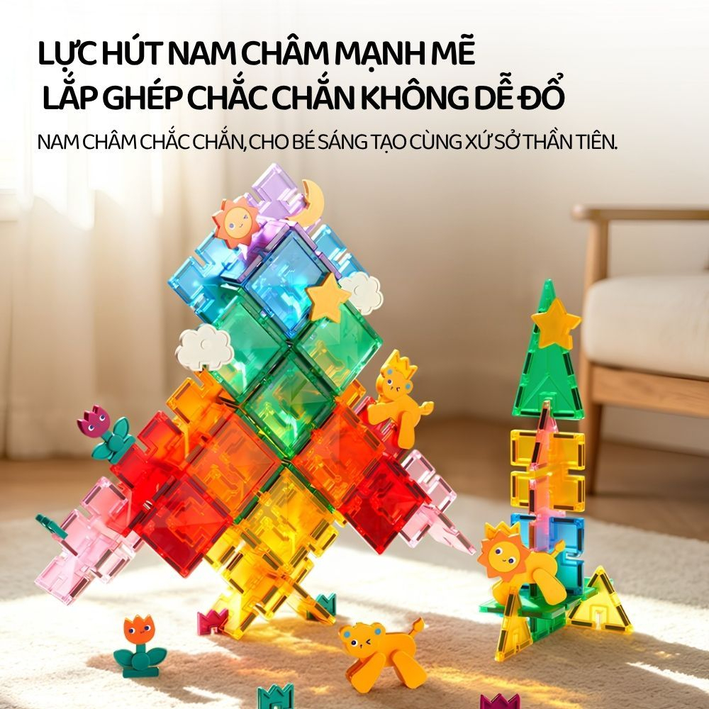 Đồ Chơi Gạch Xếp Hình Nam Châm Cho Bé Mideer Wonder Kingdom Magnetic Tiles 3+