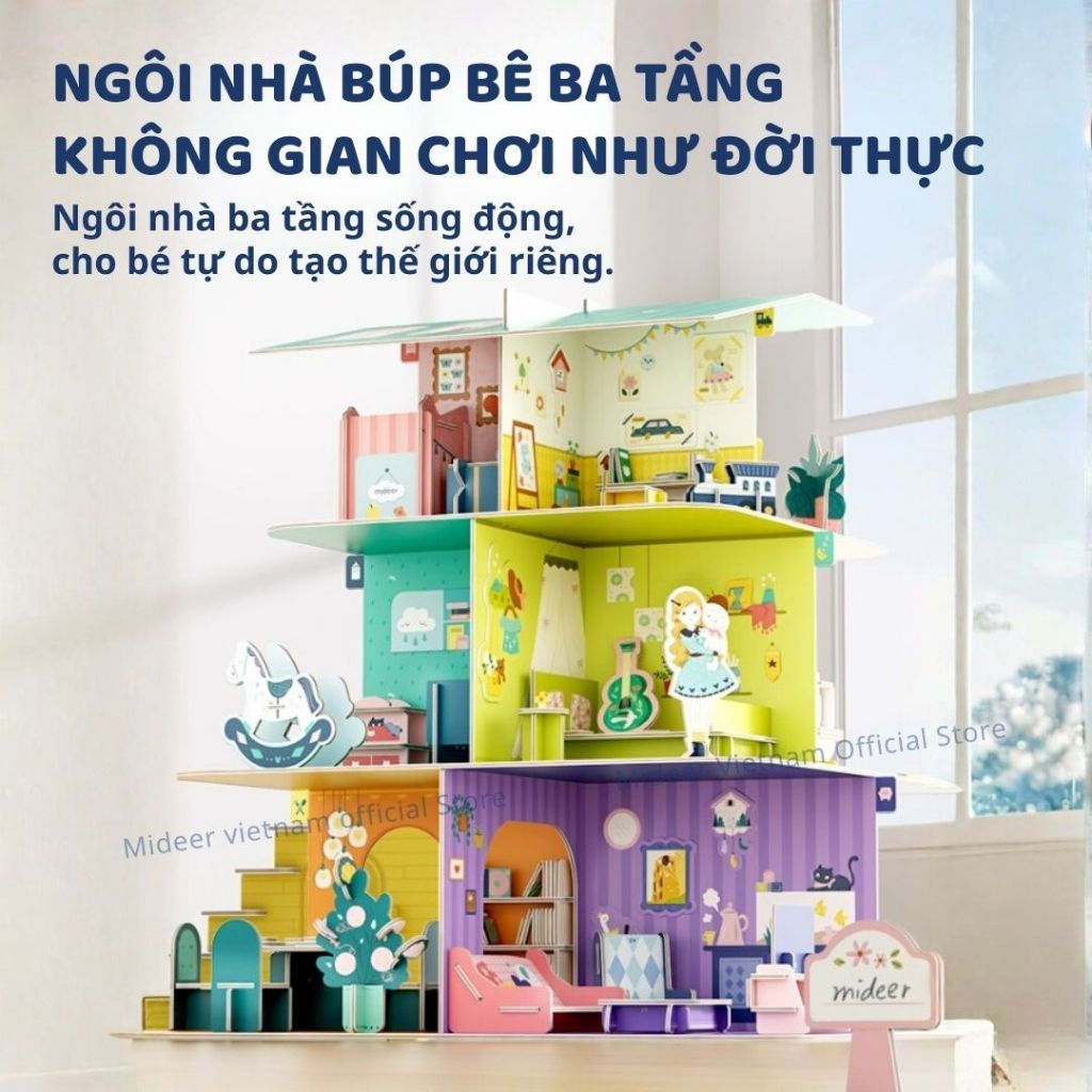 Đồ Chơi Lắp Ráp Mô Hình Nhà Búp Bê Mideer Creative Villa 6+