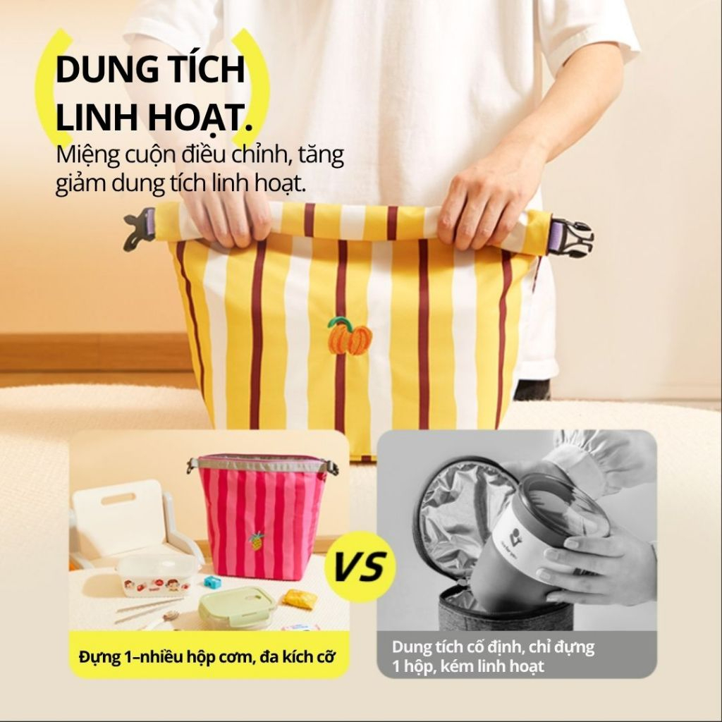 Túi Đựng Cơm Trưa Gấp Gọn Hugz Lunch Bags Size M 38*16*33cm