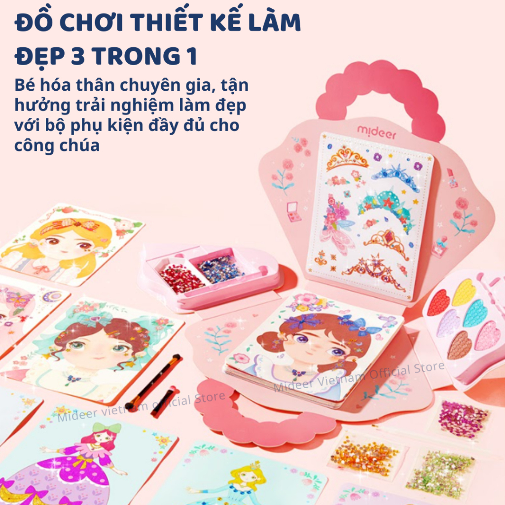 Đồ Chơi Trang Điểm Thiết Kế Thời Trang Cho Bé Gái Mideer 3in1 Princess Fantasy Makeup