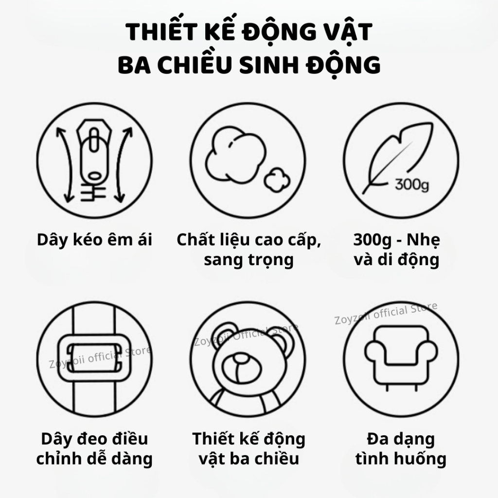 Balo Cho Bé Mầm Non Hình Gấu Bông Zoyzoii Kids Backpack B82 Gấu Nâu