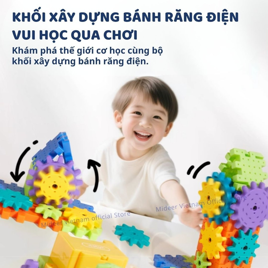 Đồ Chơi Lắp Ráp Mô Hình Động Cơ Bánh Răng Mideer Electrogear Block Set 3+