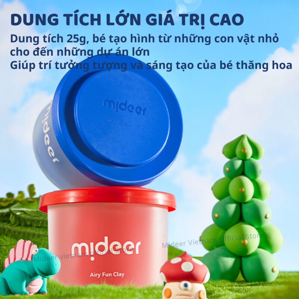Đất Nặn Tự Khô Mideer Airy Fun Clay 24 Màu 3+
