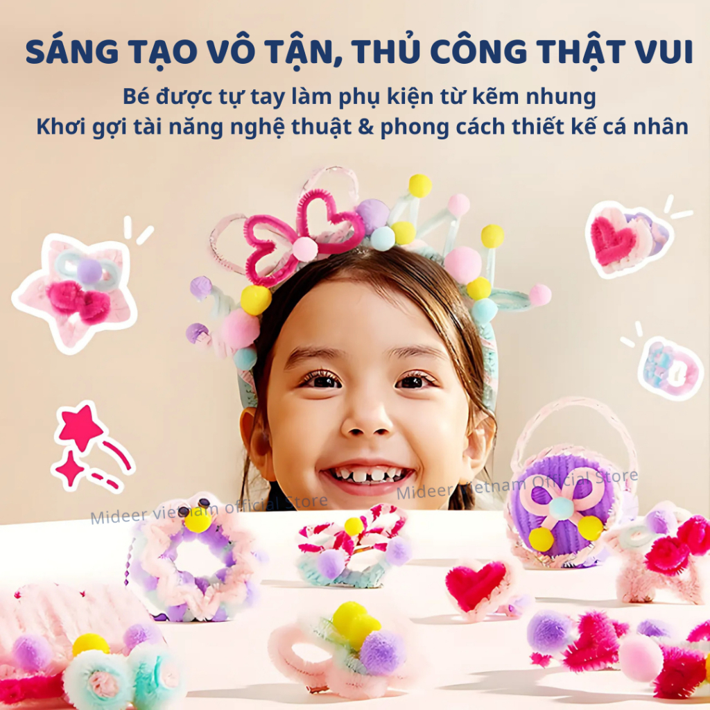Đồ Chơi Thủ Công Kẽm Nhung Làm Kẹp Tóc Mideer Chenille Stem Craft 8+