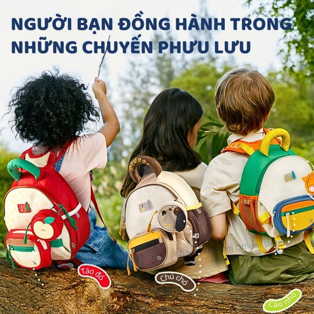 Balo Cho Bé Mầm Non Siêu Nhẹ Màu Đen Mideer Outing Kids Backpack 1-5 Tuổi