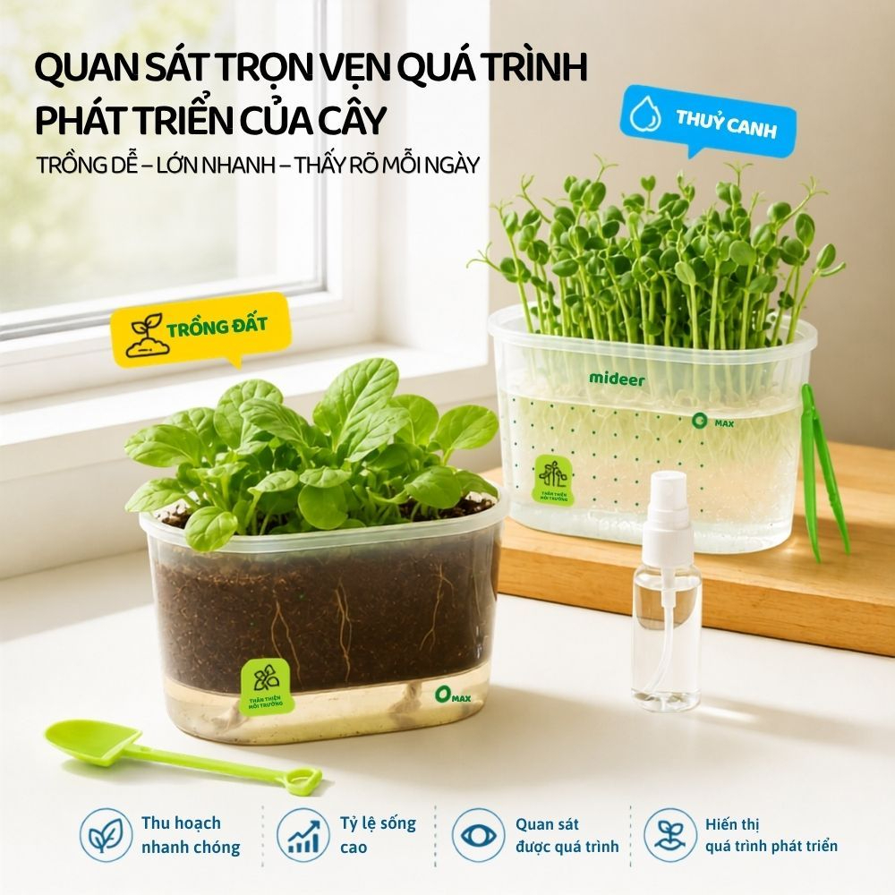 Bộ Trồng Cây Thủy Canh Cho Bé Mideer EasyGrow Garden - Hydro Set 6+
