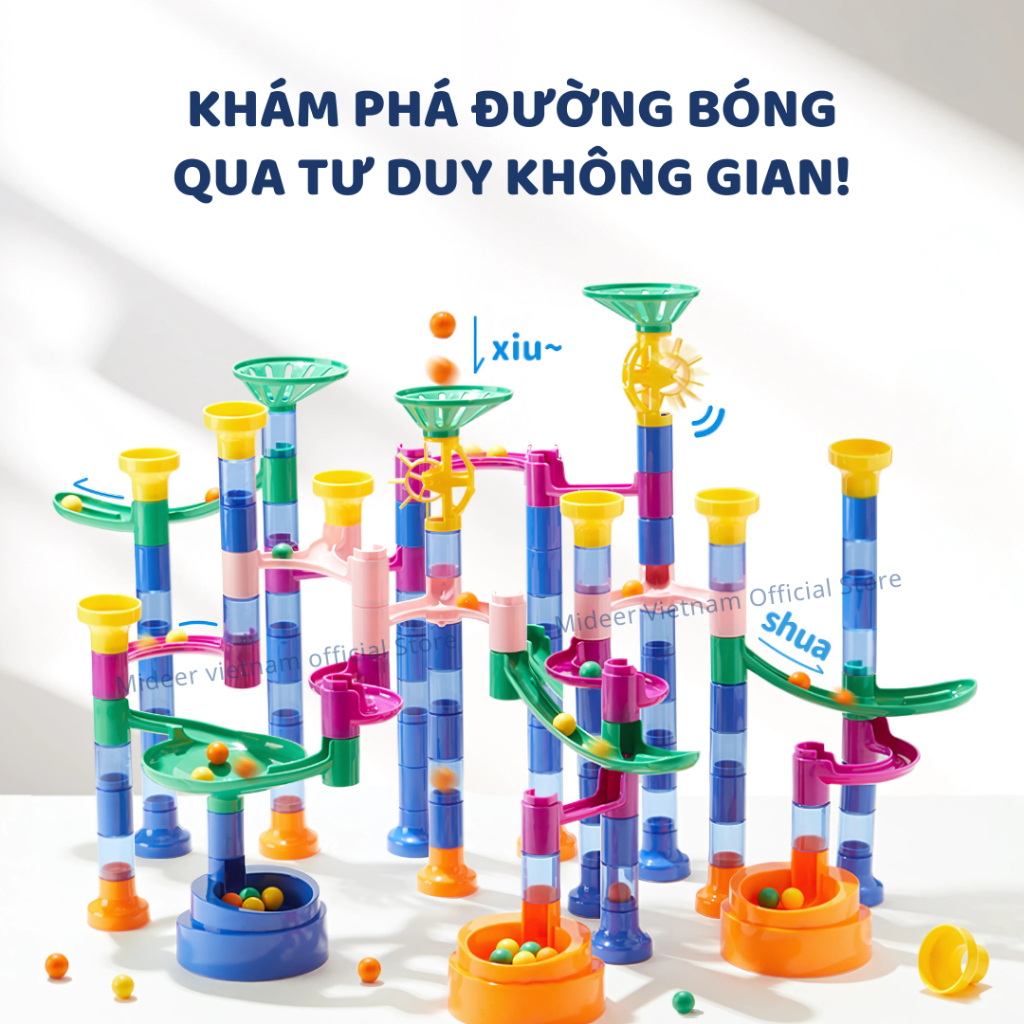 Đồ Chơi Lắp Ráp Đường Bóng Lăn Mideer Track Ball Blocks Crossing The Maze 3+