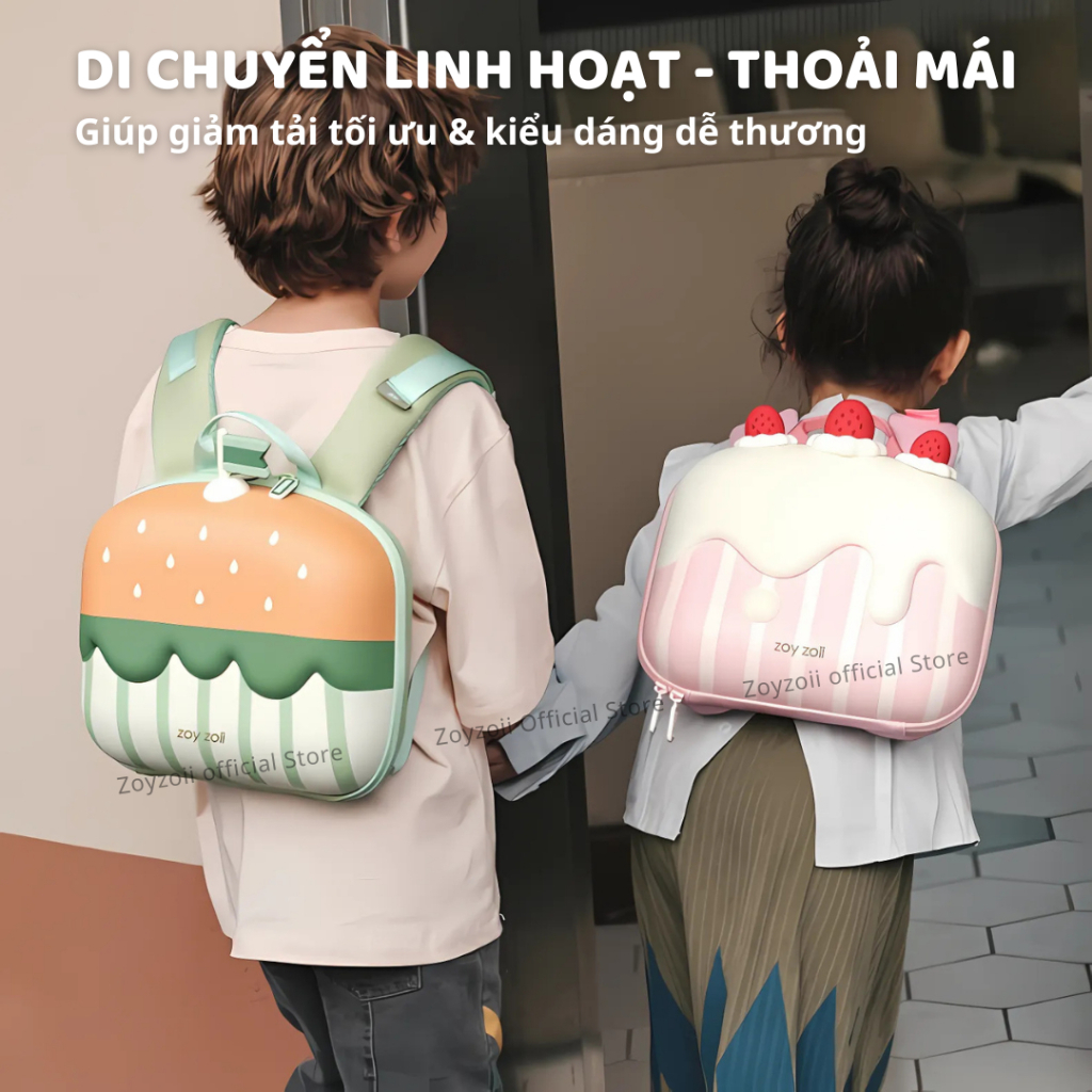 Balo Cho Bé Mầm Non Zoyzoii Delicious Series Backpack B18 Bánh Dâu