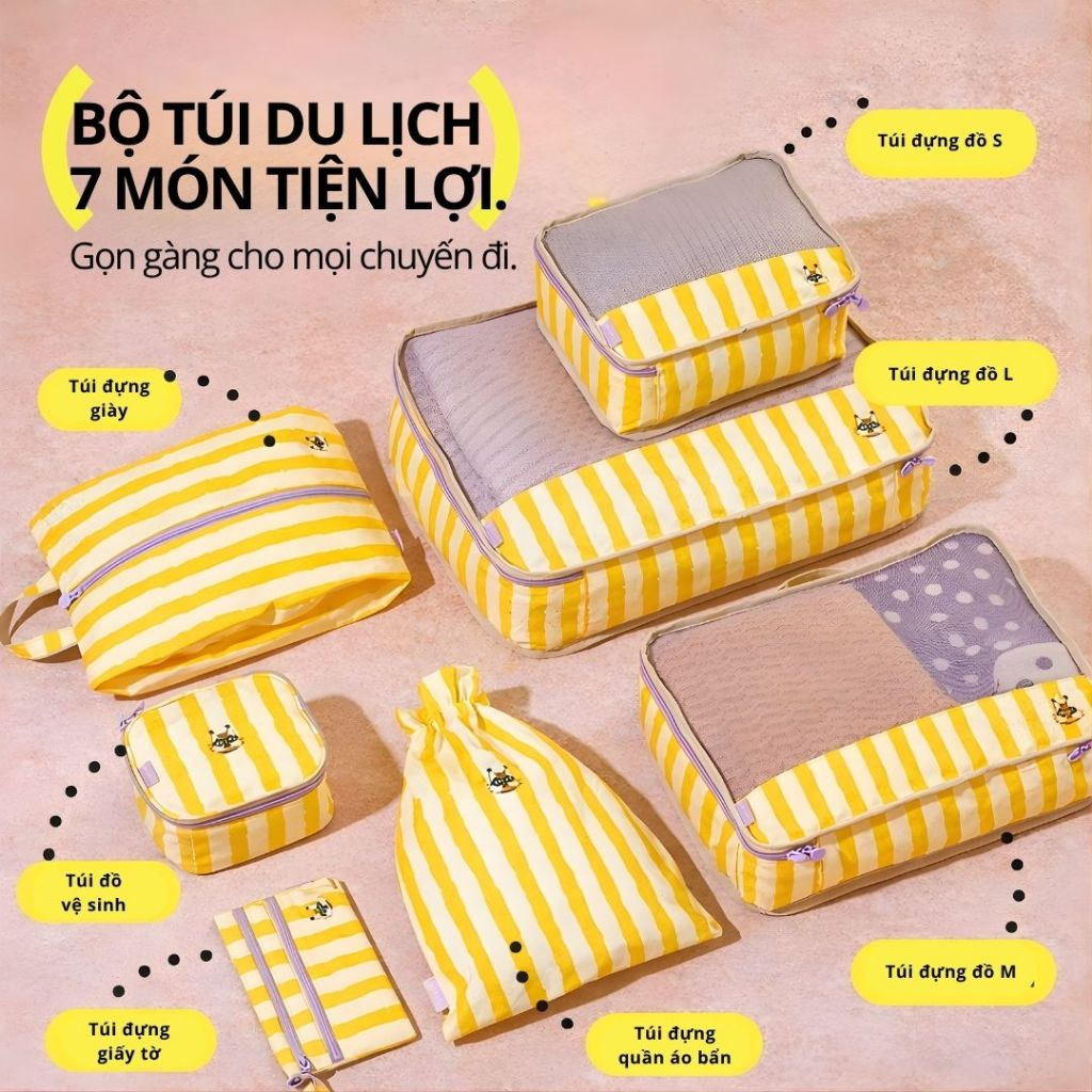 Combo 3 Túi Đựng Đồ Du Lịch Gấp Gọn Hugz- Canyon Sunset