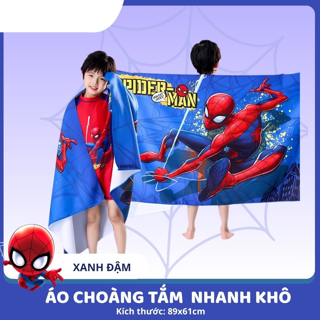 Áo Choàng Tắm Nhanh Khô Trẻ Em Chính Hãng Mesuca Marvel- Spider Man 3+