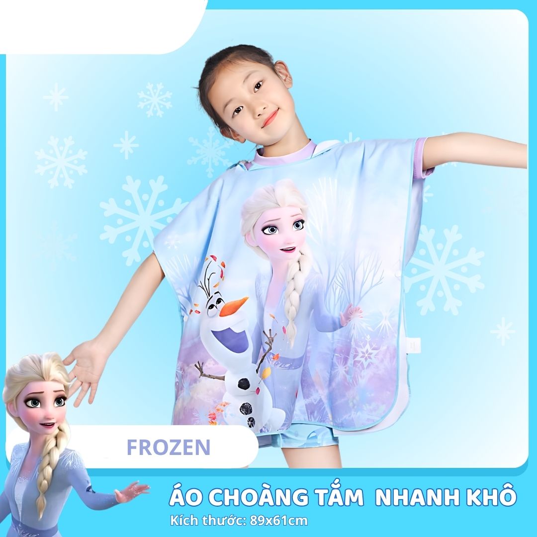Áo Choàng Tắm Nhanh Khô Trẻ Em Chính Hãng Mesuca Disney- Frozen 3+