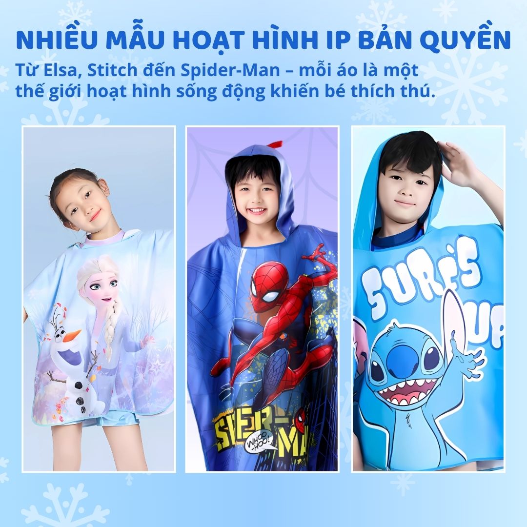 Áo Choàng Tắm Nhanh Khô Trẻ Em Chính Hãng Mesuca Disney- Stitch 3+