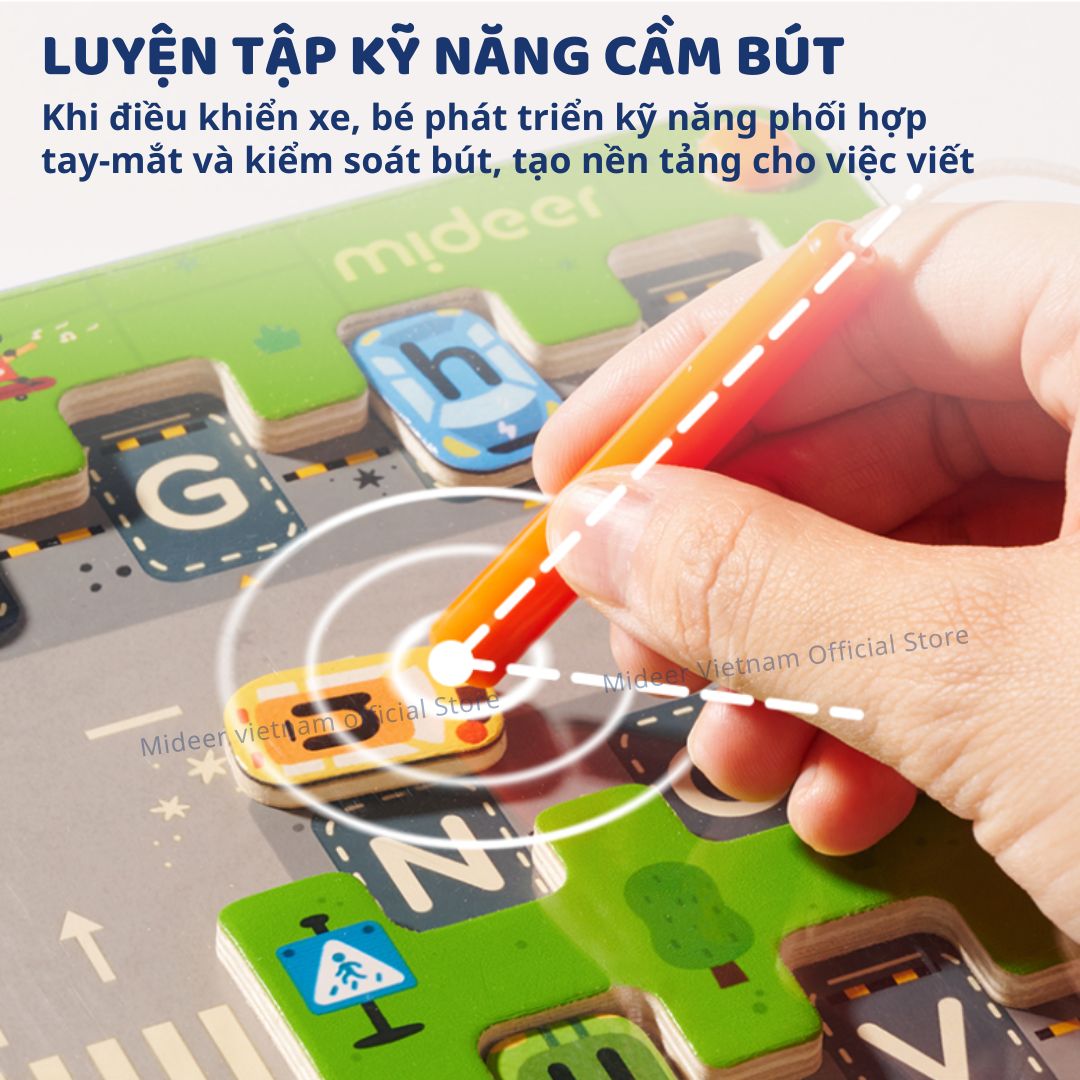 Bảng Gỗ Mê Cung Nam Châm Cho Bé Mideer Magnetic Maze Parking Lot 3+
