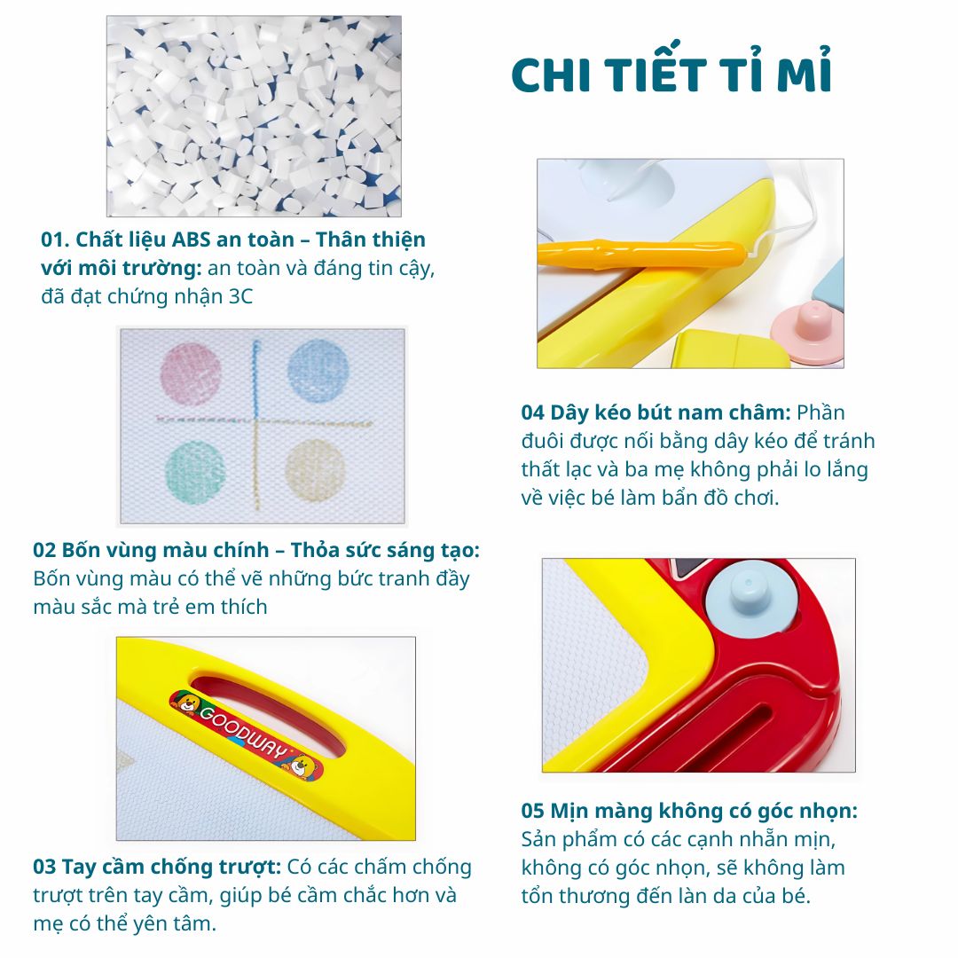Bảng Vẽ Nam Châm Tự Xóa Cho Bé Goodway Writing Board 3+