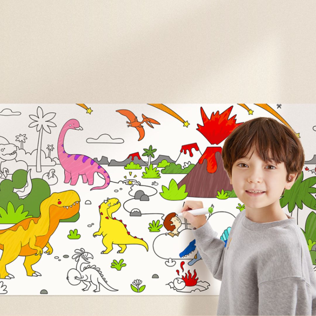 Tranh Tô Màu Dán Tường Mideer Adhesive Colouring Scroll- The Magic Zoo 3+