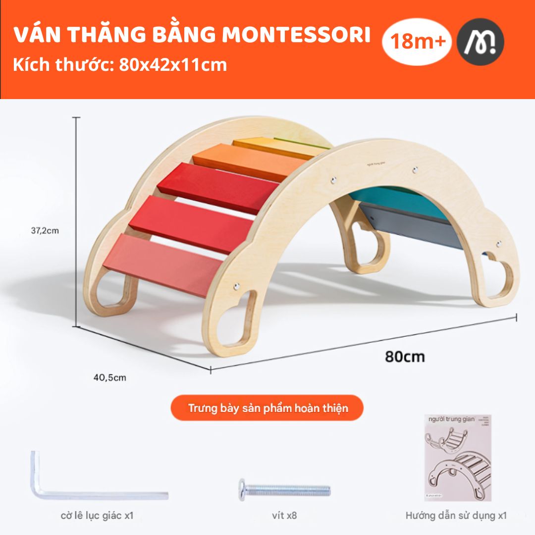 Ván Thăng Bằng Bập Bênh Mideer Rainbow Wooden Climber 18m+