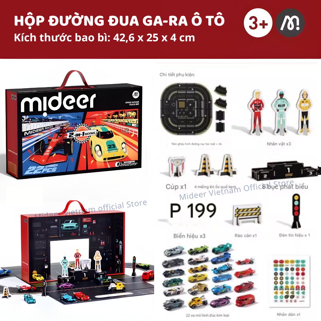 Đồ Chơi Mô Hình Ô Tô Kim Loại Kèm Đường Đua Mideer Speed Garage Track 3+