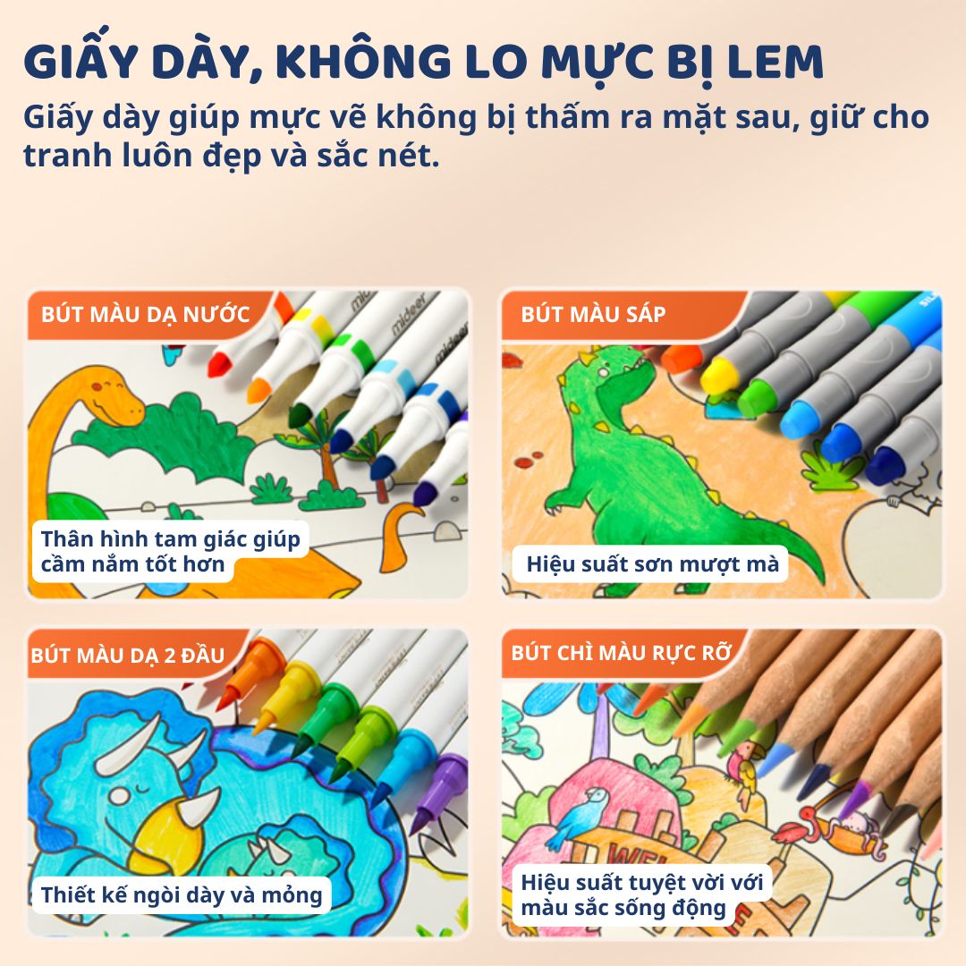 Tranh Tô Màu Dán Tường Mideer Adhesive Colouring Scroll- The Magic Zoo 3+