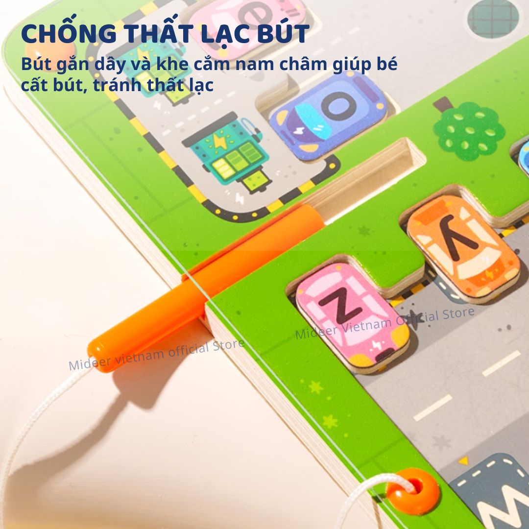 Bảng Gỗ Mê Cung Nam Châm Cho Bé Mideer Magnetic Maze Parking Lot 3+