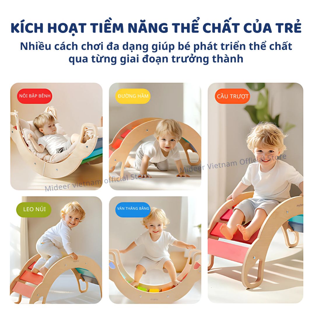 Ván Thăng Bằng Bập Bênh Mideer Rainbow Wooden Climber 18m+