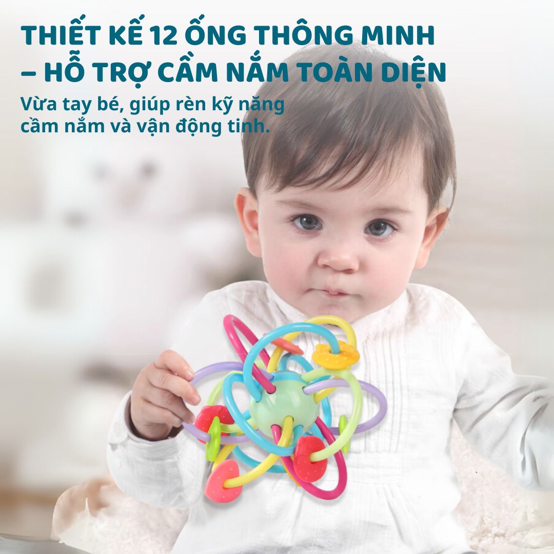 Đồ Chơi Lục Lạc Gặm Nướu Cầm Tay Cho Bé Sơ Sinh Goodway Baby Gym Ball 2m+