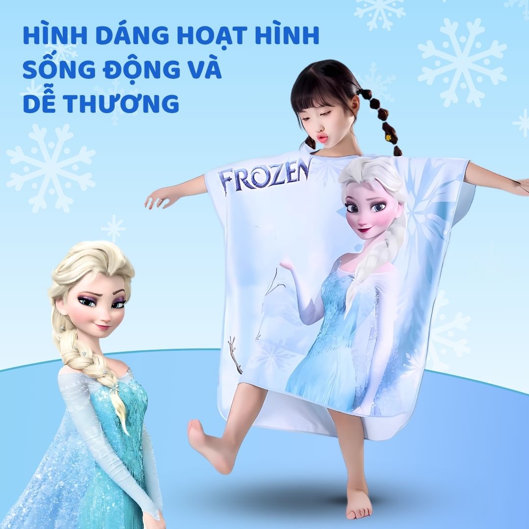 Áo Choàng Tắm Nhanh Khô Trẻ Em Chính Hãng Mesuca Disney- Frozen 3+