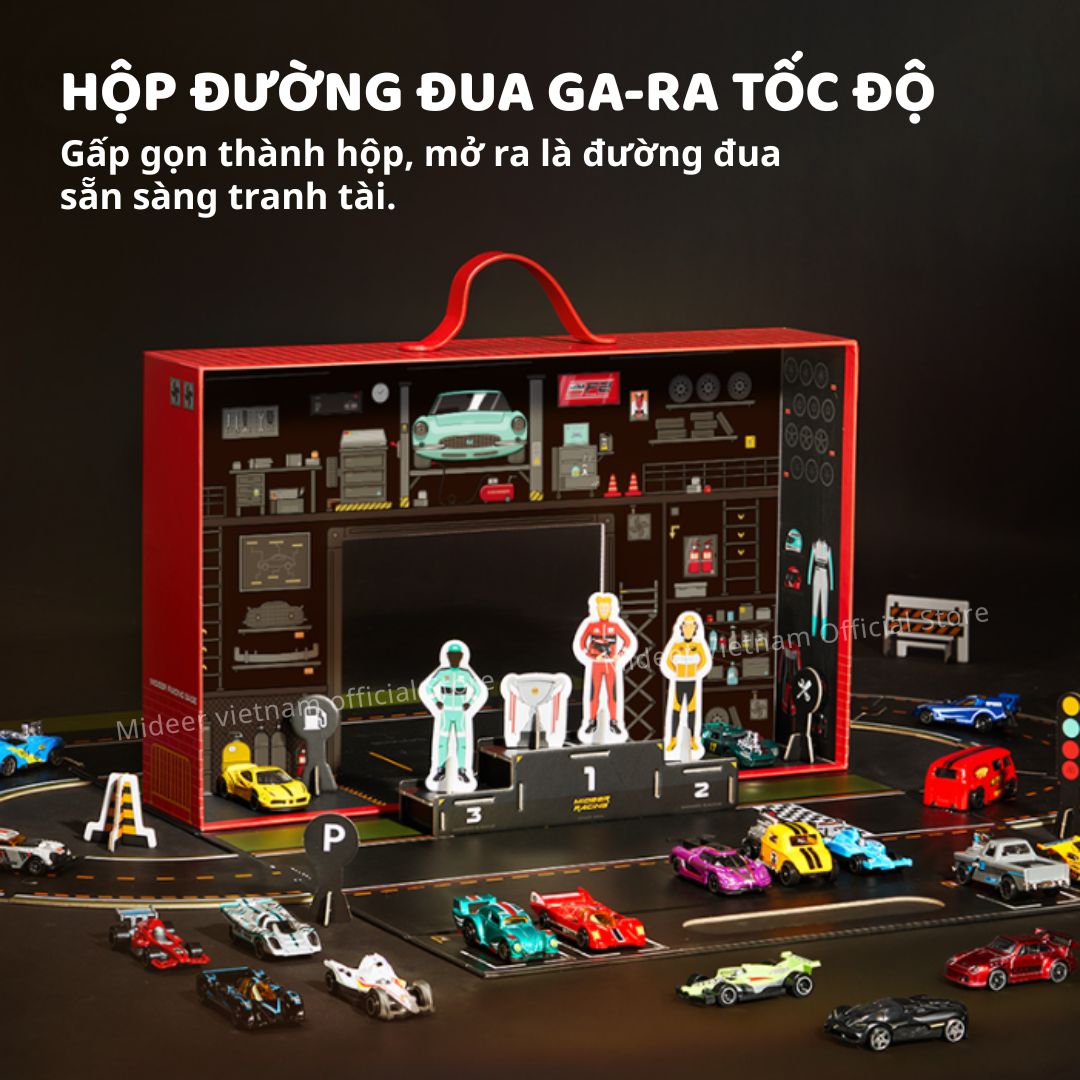 Đồ Chơi Mô Hình Ô Tô Kim Loại Kèm Đường Đua Mideer Speed Garage Track 3+