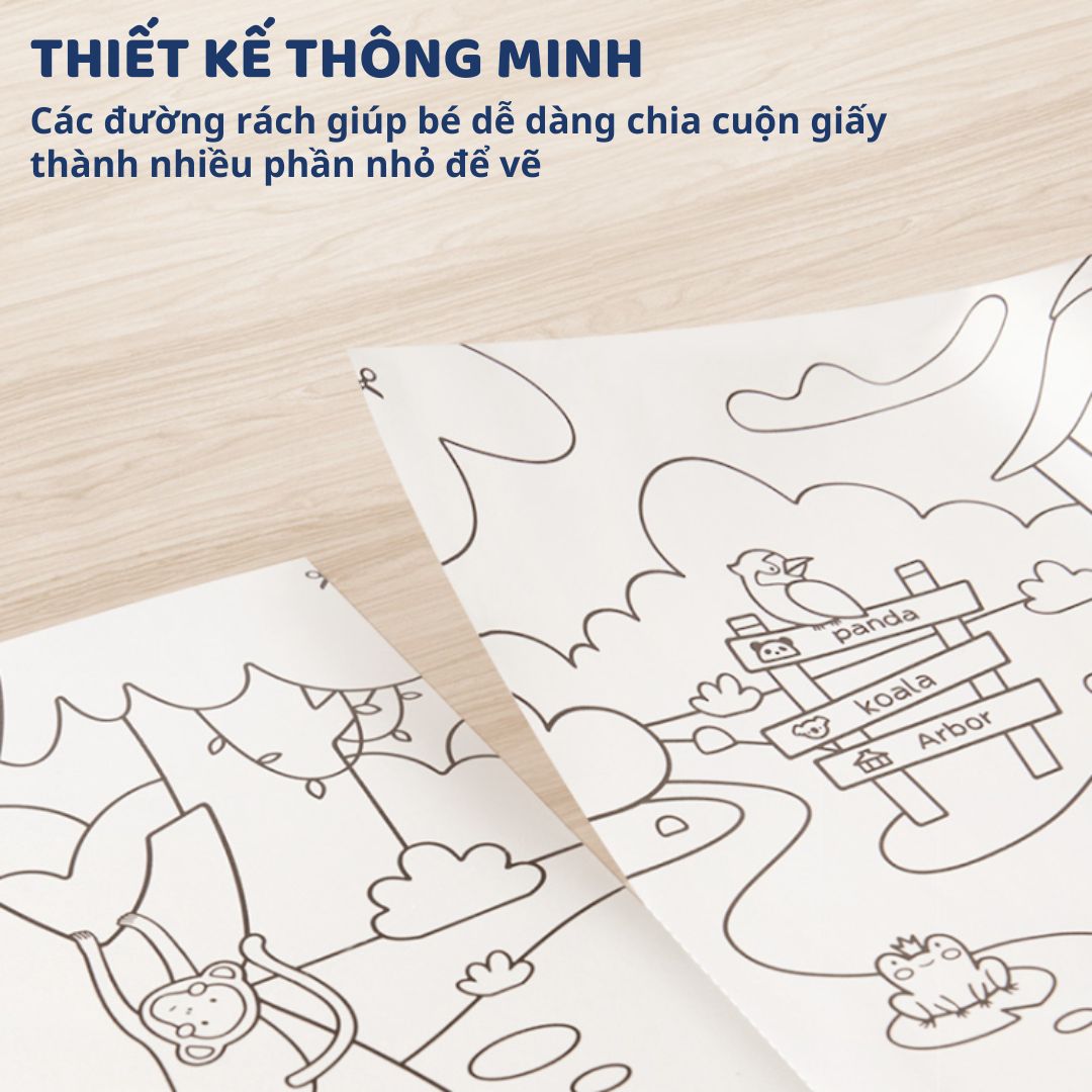 Tranh Tô Màu Dán Tường Mideer Adhesive Colouring Scroll- The Magic Zoo 3+