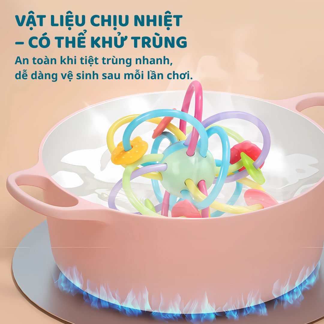 Đồ Chơi Lục Lạc Gặm Nướu Cầm Tay Cho Bé Sơ Sinh Goodway Baby Gym Ball 2m+