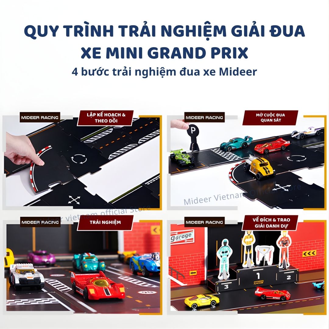 Đồ Chơi Mô Hình Ô Tô Kim Loại Kèm Đường Đua Mideer Speed Garage Track 3+