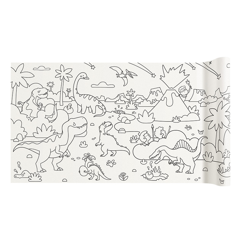 Tranh Tô Màu Dán Tường Mideer Adhesive Colouring Scroll- The Amazing Dinosaurs 3+