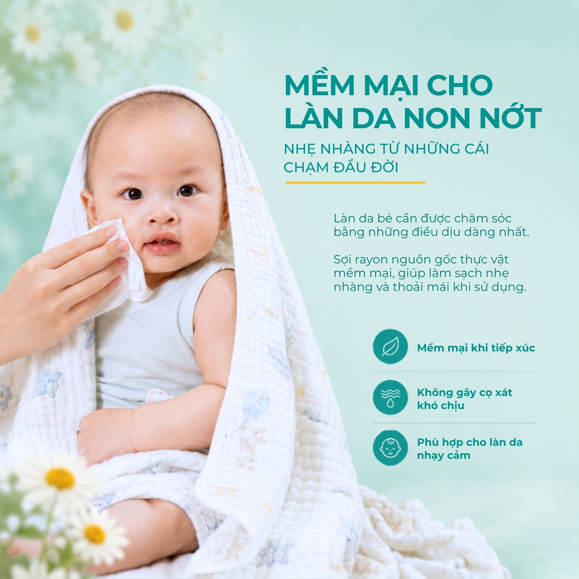 Khăn Lau Mặt Dùng Một Lần Cao Cấp 200 Miếng Daizy Daily Facial Towel Viscose- COMBO 2 Gói