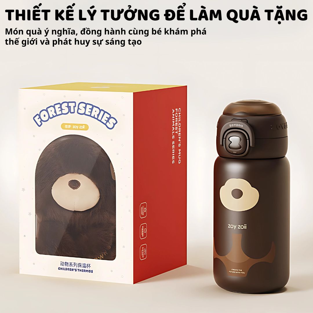 Bình Nước Giữ Nhiệt Cho Bé Zoyzoii Animal Series Thermos Cup E20- Thỏ Hồng