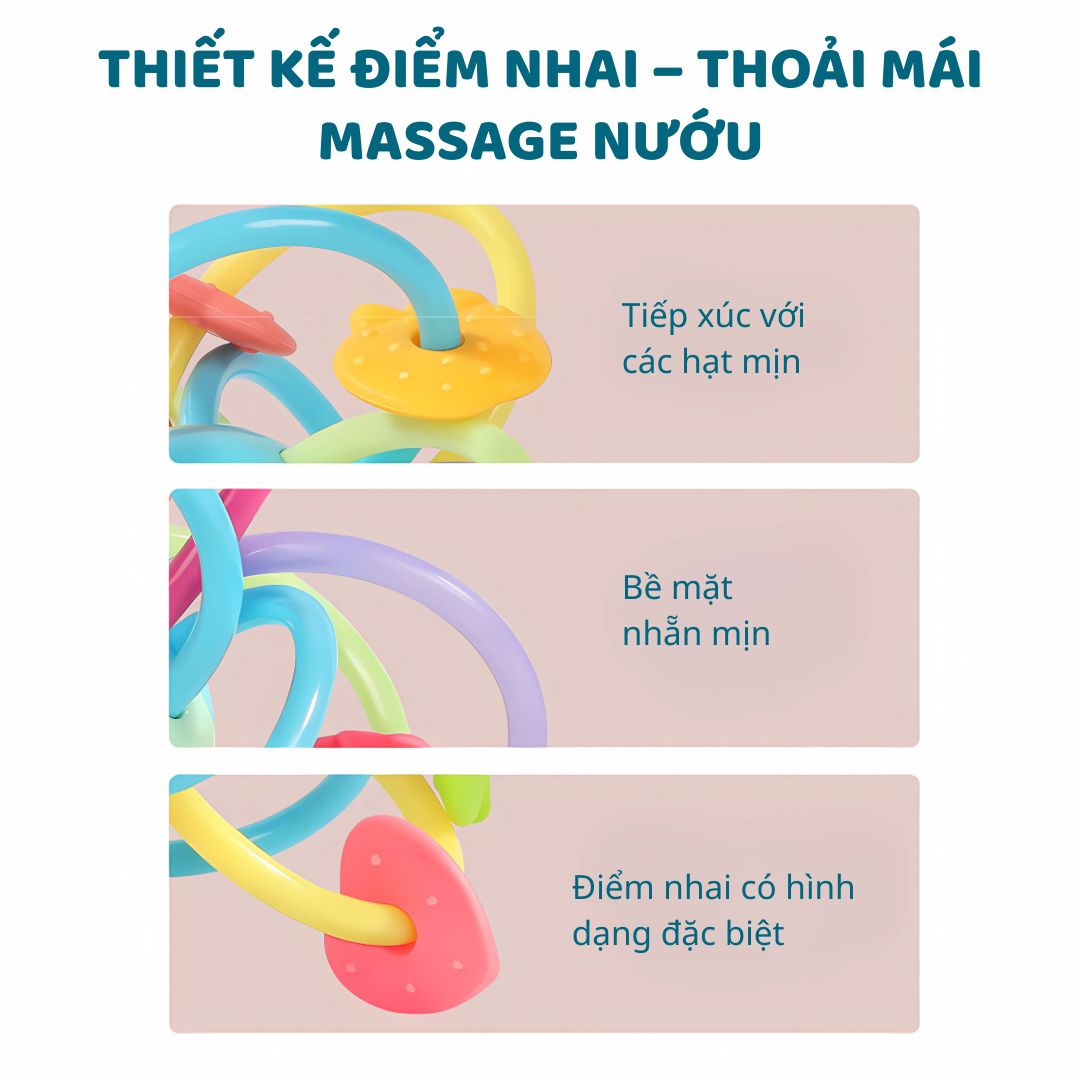 Đồ Chơi Lục Lạc Gặm Nướu Cầm Tay Cho Bé Sơ Sinh Goodway Baby Gym Ball 2m+