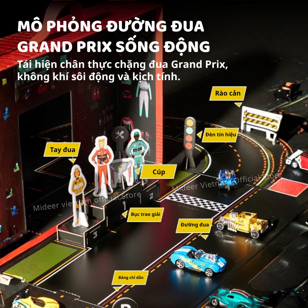 Đồ Chơi Mô Hình Ô Tô Kim Loại Kèm Đường Đua Mideer Speed Garage Track 3+