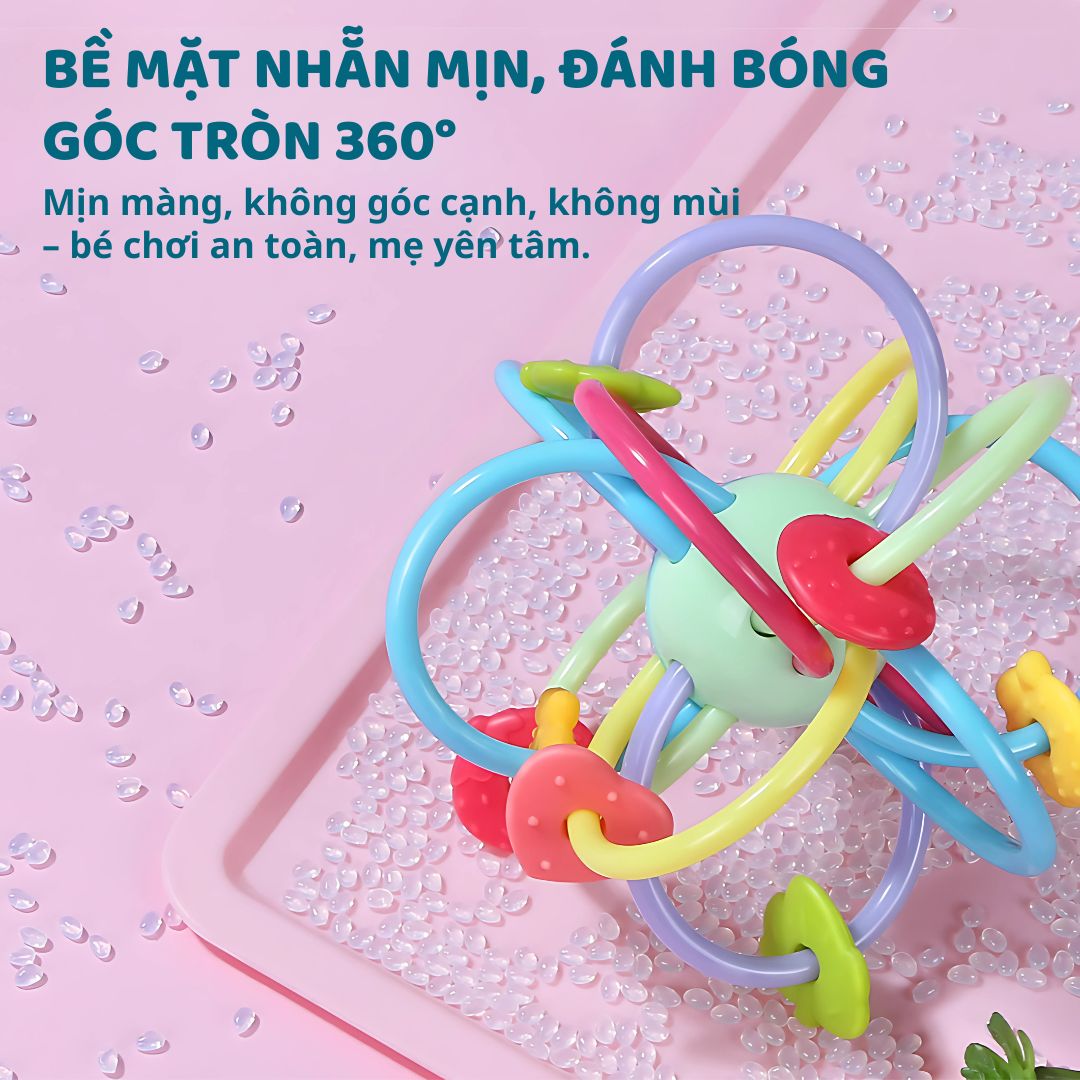 Đồ Chơi Lục Lạc Gặm Nướu Cầm Tay Cho Bé Sơ Sinh Goodway Baby Gym Ball 2m+