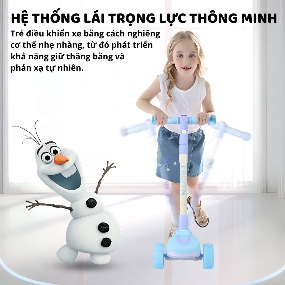 Xe Scooter Gấp Gọn Cho Bé Màu Tím Mesuca Disney 3+